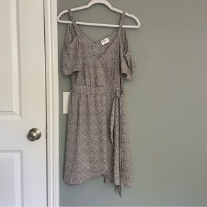 3 for $30 | Sienna Sky Polka Dot Black White Cold Shoulder Ruffle Mini Dress